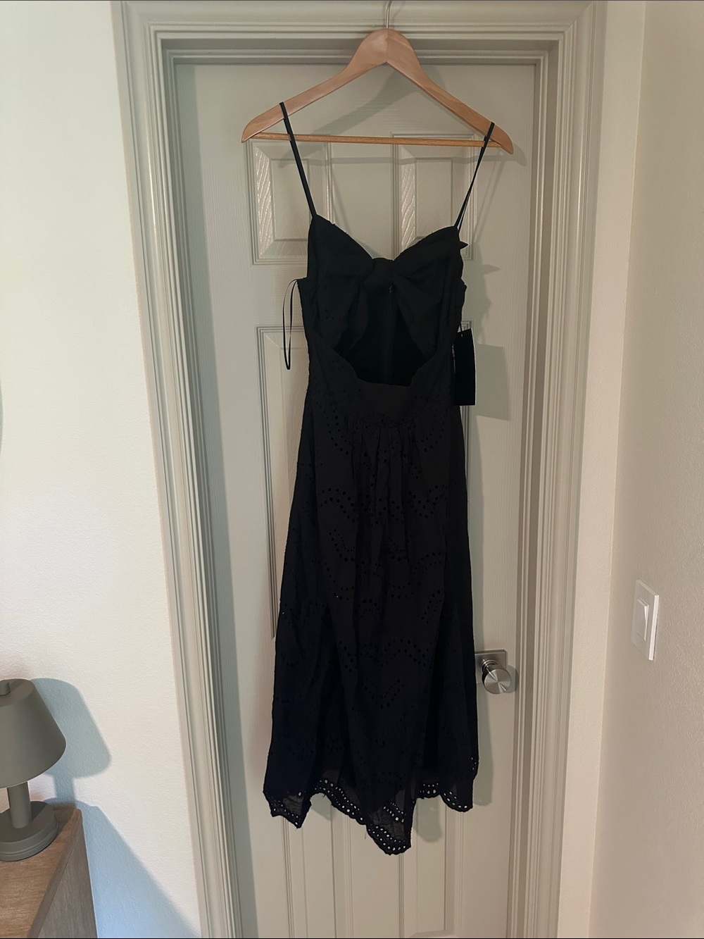 Tuckernuck Black Eyelet Midi Dress with Bow Detail